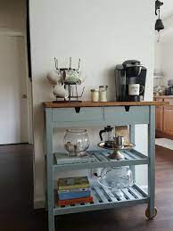 Here is our little kitchen coffee station… our coffee station is quite simple at the moment. Charmed Crown Blog Diy Ikea Coffee Cart Coffee Bar Home Coffee Bars In Kitchen Bars For Home