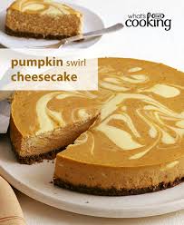 Pumpkin Swirl Cheesecake Kraft What S Cooking Recipe Pumpkin Swirl Cheesecake Pumpkin Cheesecake Recipes Cheesecake Recipes