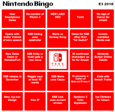 Though if it gets delayed and pushed aside, my bingo is screwed xd. Nintendo Direct E3 2018 Bingo Nintendo Switch Forum Page 1