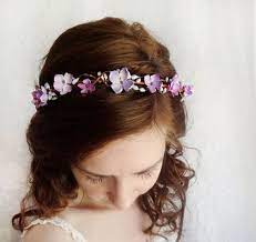 Purple Floral Crown Bridal Circlet Floral Circlet Purple Etsy In 2021 Flowers In Hair Flower Girl Hair Piece Flower Wreath Hair