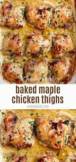Oven Baked Boneless Skinless Chicken Thighs Seasoned With Maple Syrup Apple Ci In 2020 Chicken Thights Recipes Chicken Thigh Recipes Baked Chicken Recipes Boneless