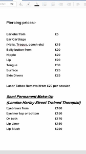 We did not find results for: Ink D Tattoo On Twitter Current Price List For Piercing And Semi Permanent Make Up