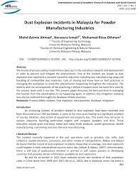 .by a foreign newspaper that accidents at workplace which involved the death of nepalese workers in the statement was issued in response to an article in a portal (opinion: Pdf Dust Explosion Incidents In Malaysia For Powder Manufacturing Industries