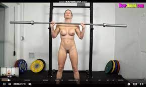 Naked female weightlifting