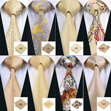 Whatever you're shopping for, we've got it. Hot Selling Men S Gold Tie Set 100 Jacquard Woven Silk Necktie Pocket Square Cufflinks Wish