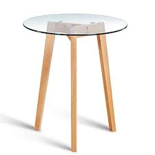 Liruipengbj Gwdj Side Table Simple Solid Wood Tempered Glass Round Table Living Room Sofa Side Practi Coffee Table Size Side Tables Bedroom Small Coffee Table