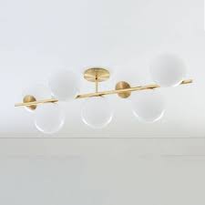Sphere Stem 7 Light Semi Flushmount Milk