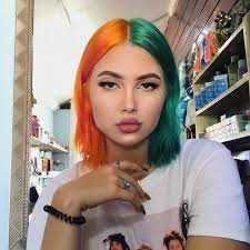 Pin By Sude On Hair Hair Styles Dyed Hair Split Dyed Hair