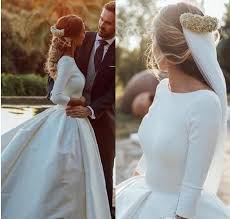 To achieve the effect of elegant, the wedding dress's. Ball Gown Satin Wedding Dress Vintage Long Sleeve Wedding Gown Court Train Bride Dress Custom Size Back Open Wedding Dress Kprom Online Store Powered By Storenvy