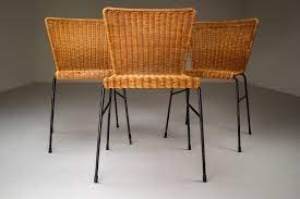 They feature a natural finish that gives them a breezy feel. Patinated Metal Framed Chairs With Woven Wicker Seat The Netherlands 1950 Mid 20th Century Sofas Items By Category European Antiques Decorative