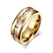 Time Pawnshop Stainless Steel Cubic Zirconia Gold Plated Men Ring Size 12 Us Rings For Men Rings Ring Size