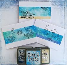 Ocean Themed Cards With Distress Oxide Inks Distress Ink Techniques Distress Oxide Ink Themed Cards