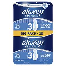 Serviette Hygienique Ultra Night Always Le Paquet De 20 A Prix Carrefour Serviette Hygienique Serviettes Paquet