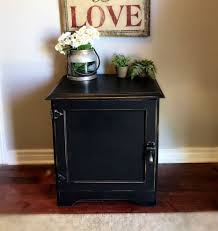 Unique Vintage Black Cabinet White Clad Solid Wood Icebox Tv Stand Cabinet Credenza Cabinet End Table Nightsta Romantic Furniture Shabby Decor Nightstand