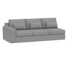big sur square arm deep seat right arm loveseat slipcover performance brushed basketweave chambray in 2021 slipcovers deep seating sectional slipcover