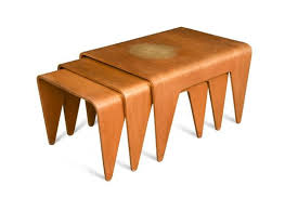 Bold pyramids console baltic birch plywood with quarter cut white oak veneer, in stock (brass and stainless steel inlays upon request) designed by ana volante dimensions. Breuer Marcel An Early Nest Of Three Bent Plywood Tables Mutualart