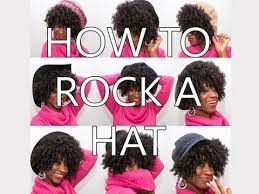 After a significant amount of time has passed, place the hat how you'd like on your head and bobby pin it down if necessary. Natural Hairstyles How To Wear A Hat With Natural Hair Youtube