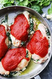 Healthy appetizer recipes for a crowd. Saucy Spinach Cottage Cheese Stuffed Chicken Recipe Diethood