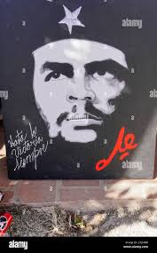 Centre, Santa Clara, Cuba, Greater Antilles, Caribbean, Central America,  America, A work of art with a portrait of Che Guevara, signed and with  Stock Photo