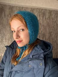 Hand-knitted Adult Bow Tie Bonnet, Handmade Blue Bonnet, Unisex Bonnet,  Winter Bonnet, Handmade Winter Warm Hat, Handmade Balaclava