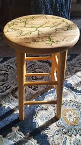 Bar Kitchen Stool With Lichtenberg Figures Inlaid With Etsy Kitchen Stools Wood Burning Art Kitchen Bar