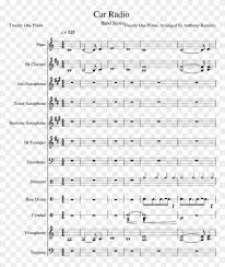 Car Radio Sheet Music Composed By Twenty One Pilots Killing In The Name Of Bari Sax Clipart 3673766 Pikpng
