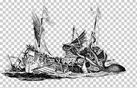 the giant squid octopus the kraken png clipart artwork black and white boat caravel cephalopod free the giant squid octopus the kraken png