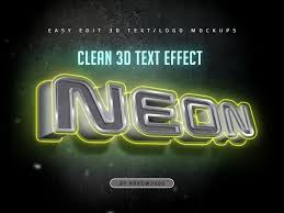 3d Text Logo Mockup Neon Pack In 2020 Text Logo Logo Mockup 3d Text Effect
