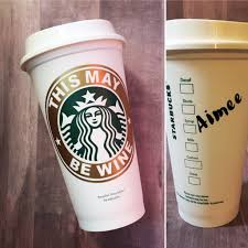 This May Be Wine Personalized Starbucks Coffee Reusable Cup Starbucks Reusable Travelers Mug Gold Coffee Tumbler Starbucks Tumbler Starbucks Wine Drinks