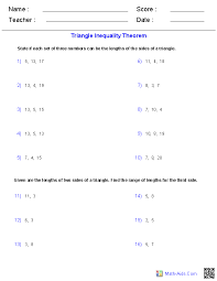 Geometry Worksheets Triangle Worksheets Triangle Inequality Geometry Worksheets Triangle Worksheet