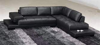 Modernize the look of your home with this black leather sectional sofa by rohn. Modern Black Leather Sectional Sofa Tos Fy633 1 Bl