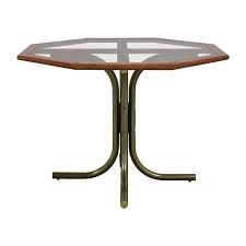 This octagon kitchen table is so neat looking and quite a space saver. 60 Off Octagon Glass Wood And Metal Dining Table Tables