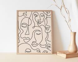 Single Line Face Art Print Minimalist Woman Line Drawing Etsy In 2021 Printable Art Printable Artwork Flower Wall Art