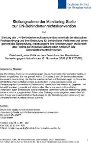 Einige prominente namen aber fehlen. Stellungnahme Der Monitoring Stelle Zur Un Behindertenrechtskonvention Zur Stellung Der Un Behindertenrechtskonvention Innerhalb Der Deutschen Rechtsordnung Und Ihre Bedeutung Fur Behordliche Verfahren Und Deren Gerichtliche Uberprufung Deutsches