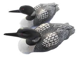 Black Water Bird With White Stripe On Head Superb Pair Of Loons State Bird Of Minnesota And Ontario The Great Northern Diver Has Splendid Black And White Spoted And S Wood Bird Carving Beautiful Birds