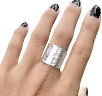 Hammered Sterling Silver Handmade Wide Band Ring, Classic Shiny Finish Flat Wrap Band, Adjustable to Sizes 6-12, Can fit Also as Thumb ring, Gift for ...