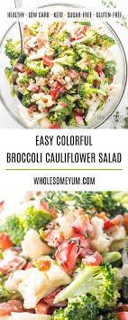 Low Carb Broccoli Cauliflower Salad With Bacon And Mayo Takes Just 10 Minutes This Ea Salad Recipes Low Carb Low Carb Salad Broccoli Cauliflower Salad Recipes