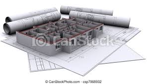 Draw walls around any stairwell areas. Built Walls Of A House On Construction Drawings Canstock
