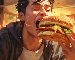 person eating a highfat mealの画像