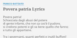 F#m7 em a dsus4 e tutto gli appartiene. Povera Patria Lyrics By Franco Battiato Povera Patria Schiacciata Dagli