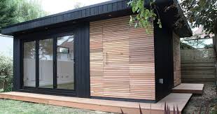 A Large Garden Room With Contrasting Cedar Cladding Storage And A Sauna Summer House Garden Garden Room Garden Cabins