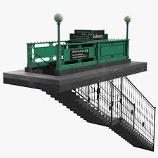 Subway Entrance In New York City 3d Model Ad Entrance Subway York Model New York Subway Subway City