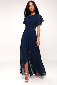 bohemian rhapsody navy blue cutout high low dress