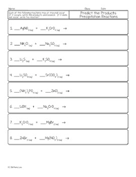 What type of reaction is the above reaction? Predict Products For Double Replacement Chemical Reactions Homework Worksheets