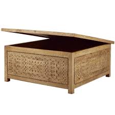 Raise the bar on modern farmhouse design with the cordayne mango wood coffee table. Carved Coffee Table With Storage In Solid Mango Wood Benares Maisons Du Monde