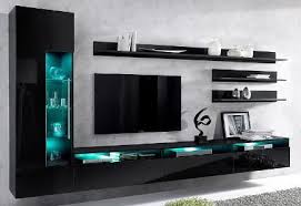 Wohnwand 6 Tlg Schwarz Modernes Fernsehzimmer Wohnen Tv Wandgestaltung