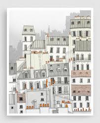 Paris Montmartre Paris Illustration Paris Art Prints Posters Home Decor Wall Decor Gift Ideas For Her Modern Architectural Drawing White Illustration Parisienne Affiches Imprimees Illustration Paris