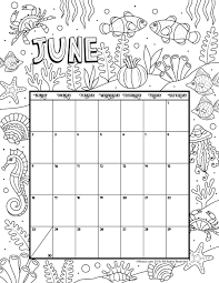 June 2019 Coloring Calendar Woo Jr Kids Activities Coloring Calendar Kids Calendar Calendar Pages