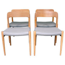 Set Of Four Oak Model 75 Dining Chairs By Niels O Moller For J L Moller For Sale Dining Chairs Chair Furniture