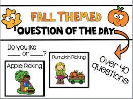 fall question of the day pocket chart cards by